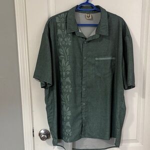 Men's Green Floral Pattern Polo Shirt